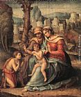 Francesco Ubertini Bacchiacca II Madonna with Child, St Elisabeth and the Infant St John the Baptist painting